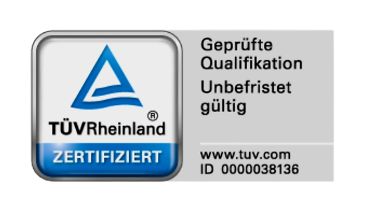 TÜV Rheinland ZERTIFIZIERT – geprüfte Qualifikation TÜV Rheinland ZERTIFIZIERT – geprüfte Qualifikation, ID 0000038136