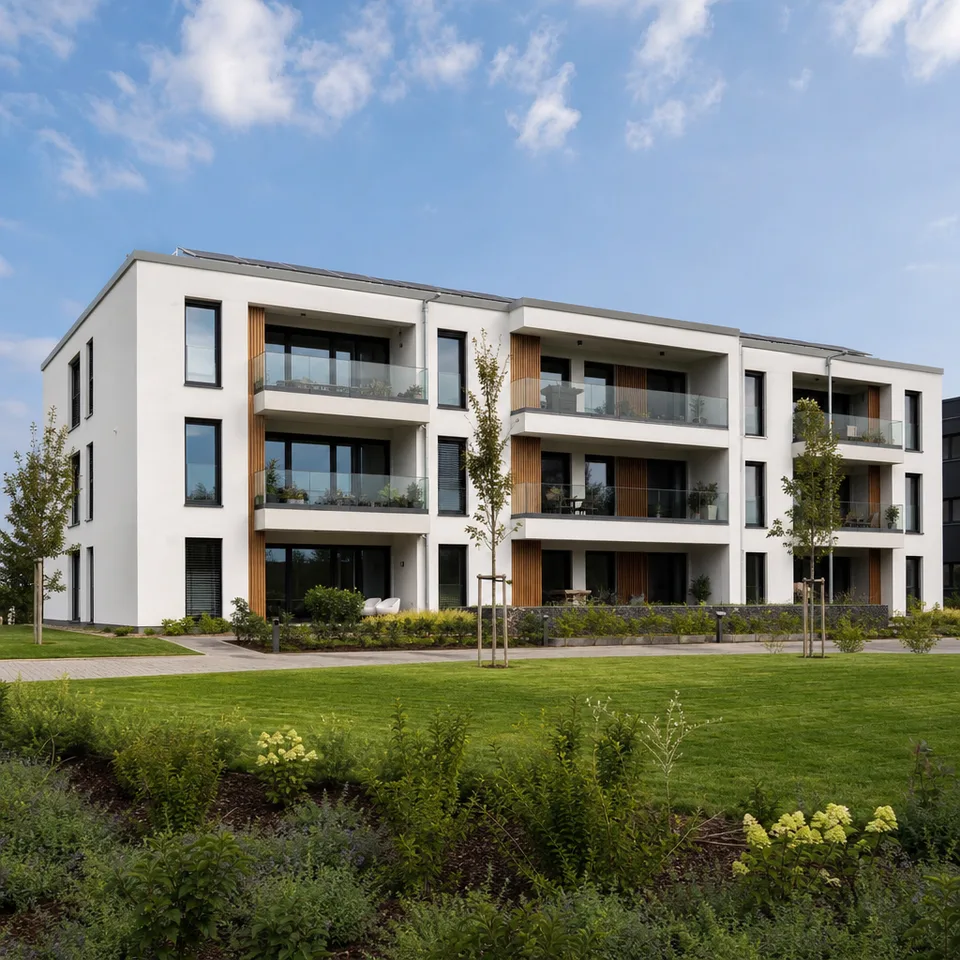 Mehrfamilienhaus Fertigbau Preise 2026 — modernes Mehrfamilienhaus mit Balkonen Mehrfamilienhaus Fertigbau Preise 2026 — modernes Mehrfamilienhaus mit Balkonen